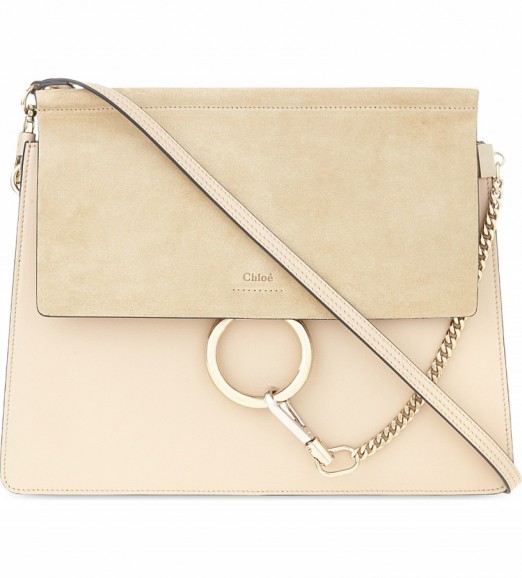 CHLOE Faye medium leather satchel pearl beige – luxe handbags – desirable bags – shoulder bags – luxury accessories – chic 70s style