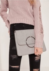 missguided circle trim oversized clutch bag grey ~ affordable luxe ~ oversized envelope bags ~ luxury looking accessories ~ evening handbags ~ going out bags ~ chic style