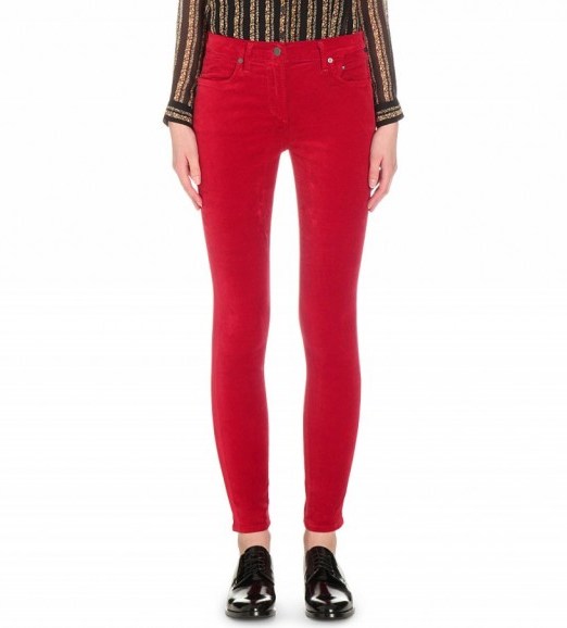 CITIZENS OF HUMANITY Rocket skinny red high-rise velvet jeans ~ casual luxe ~ casual fashion ~ trends for Autumn/Winter 2016-2017 ~ womens on-trend clothing - flipped