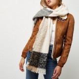 River Island Cream check tasseled blanket scarf. Soft snugly scarves | autumn/winter accessories | stylish street style accessory | affordable luxe