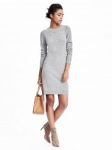 banana republic light grey heather crew neck sweater dress ~ casual day chic ~ luxe style knitted dresses ~ autumn fashion ~ knitwear
