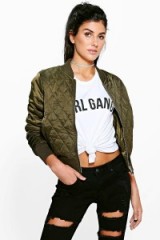 boohoo Darcy khaki-green quilted MA1 bomber jacket. On trend casual jackets | affordable outerwear | trending autumn clothing | street style fashion