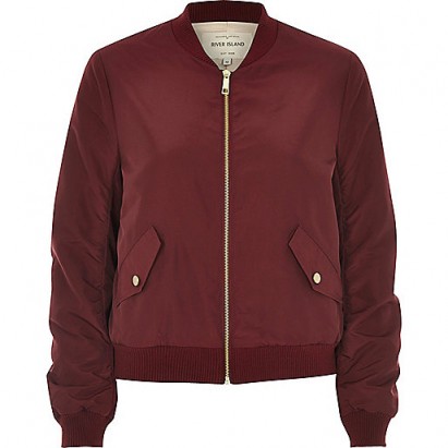 River Island Womens Dark red nylon bomber jacket. Casual autumn jackets | on trend outerwear | autumnal colours | fashion trending now