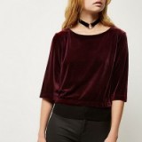 river island dark red velvet chiffon hem top – jewel tones – Autumn colours – relaxed fit tops – casual luxe – womens fashion