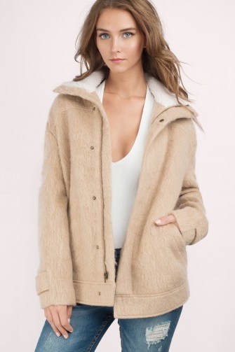 TOBI Deep Canyon camel shearling wool jacket. Womens autumn jackets | on trend outerwear | casual fashion | relaxed fit | neutral tone | neutrals - flipped