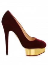 CHARLOTTE OLYMPIA Dolly burgundy velvet pumps ~ Autum/Winter 2016-17 trends ~ on-trend fashion ~ designer shoes ~ high heels