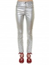 ISABEL MARANT ÉTOILE Ellos metallic silver high-rise skinny jeans ~ designer metallics ~ casual luxe ~ statement fashion ~ shiny trousers