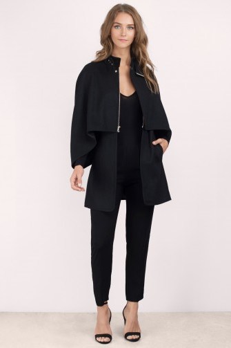 TOBI Elva black wool cape coat. Womens stylish capes | chic autumn coats | street style fashion | on trend outerwear - flipped