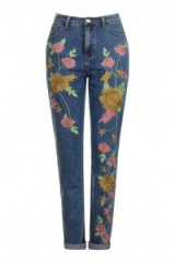 GLAMOROUS ~ embroidered jeans. Blue floral denim | casual fashion | high waisted | on-trend casual fashion | trending now