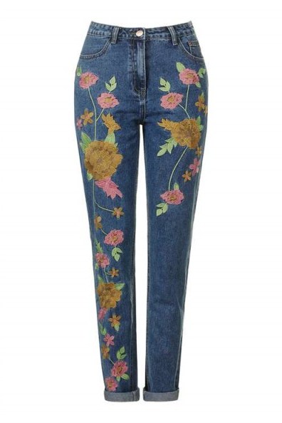 GLAMOROUS ~ embroidered jeans. Blue floral denim | casual fashion | high waisted | on-trend casual fashion | trending now - flipped
