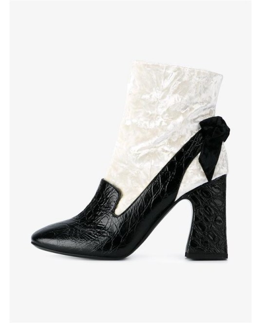 ERDEM Leather and Velvet Boots ~ black and white booties ~ trending footwear for Autumn/Winter 2016-2017 ~ designer fashion - flipped