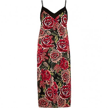 River Island floral cami midi dress – spaghetti strap slip dresses – party fashion – strappy evening wear – on-trend going out fashion – flower prints - flipped