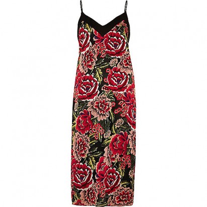 River Island floral cami midi dress – spaghetti strap slip dresses – party fashion – strappy evening wear – on-trend going out fashion – flower prints