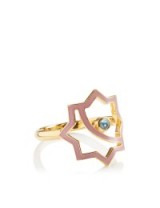 LEIVANKASH Gold Enamel Kasha Ring ~ rose gold & blue topaz rings ~ luxe style jewellery