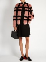 SHRIMPS Gustav checked faux-fur jacket pink/black. Winter jackets | warm outerwear | designer coats