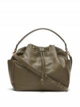 banana republic italian leather drawstring shoulder bag in seaweed ~ my weekend style handbag ~ stylish handbags