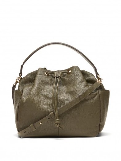 banana republic italian leather drawstring shoulder bag in seaweed ~ my weekend style handbag ~ stylish handbags - flipped