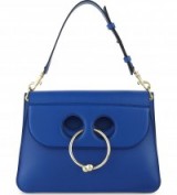JW ANDERSON Pierce medium cobalt blue leather tote – designer shoulder bags – luxury handbags – gold toned barbell ring detail