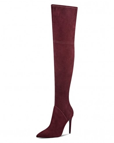 KENDALL + KYLIE Ayla Suede Over The Knee Boots red – autumn footwear – winter fashion – warm autumnal colours – high heeled – stiletto heel – on trend style - flipped