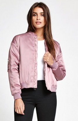 Kendall & Kylie Lilac Padded Bomber Jacket. Casual on-trend fashion | jackets trending now | weekend clothing - flipped
