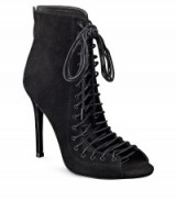 KENDALL + KYLIE Ginny Lace Up Open Toe Booties black – high heeled ankle boots – stiletto heel footwear – peep toe front laced style – on trend fashion