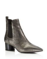 KENDALL + KYLIE Logan Metallic Pointed Toe Booties pewter – block mid heel boots – on trend style footwear – pointy toe ankle boot – autumn fashion
