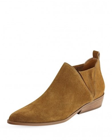 KENDALL + KYLIE Violet Suede Ankle Booties natural – womens light brown boots – low heel – autumn / winter footwear – stylish fashion – on trend style – autumnal colours - flipped
