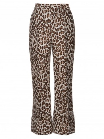 STELLA MCCARTNEY Leopard-print wool-blend cropped trousers ~ animal prints ~ printed crop leg pants ~ flared ~ flares ~ womens Autumn fashion ~ brown tones - flipped