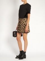 NO. 21 Leopard-print wool-blend mini skirt ~ animal prints ~ short printed skirts ~ Autumn fashion ~ crystal embellished trim ~ brown tones