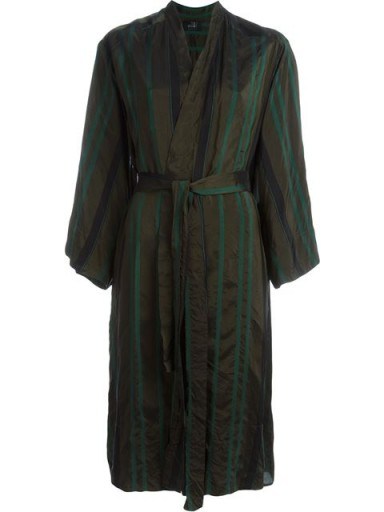 LOST & FOUND RIA DUNN kimono coat. Silky style coats | wrap style fashion | floaty fabric | women’s outerwear | green | long jackets | kimonos - flipped