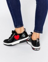 Love Moschino Black with Red Heart Patent Trainers ~ hearts ~ sports shoes ~ casual fashion ~ designer footwear ~ sports luxe