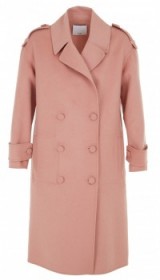Tibi LUXE DOUBLE FACED WOOL MAXI COAT in monticello peach. Luxury winter fashion | long military style coats | women’s stylish fashion | smart outerwear