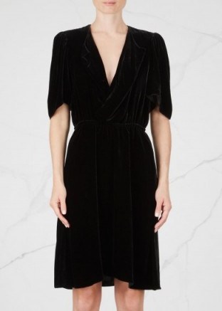 ISABEL MARANT ÉTOILE Lynna black velvet dress ~ wrap style dresses ~ lbd ~ designer fashion - flipped