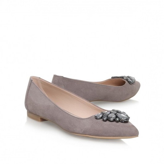 Carvela Kurt Geiger ~ MANIC grey embellished flats. Womens flat shoes | jewelled | jewel enbellishments | chic footwear - flipped