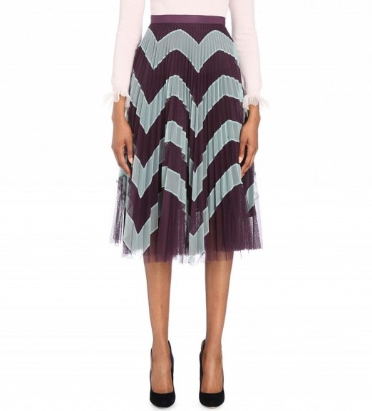 MARY KATRANTZOU Clementine tulle skirt – pleated zigzag print – pleats – designer skirts – overlay design – autumn fashion - flipped