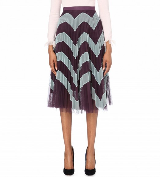 MARY KATRANTZOU Clementine tulle skirt – pleated zigzag print – pleats – designer skirts – overlay design – autumn fashion