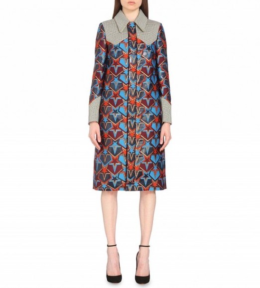 MARY KATRANTZOU Star jacquard coat – statement coats – luxury designer fashion – stars – bold prints – structured outerwear - flipped