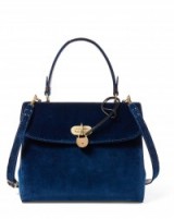 Ralph Lauren Medium Velvet Tiffin Bag Prussian blue ~ chic handle top bags ~ stylish shoulder bags ~ designer handbags ~ luxe accessories ~ 2016-2017 fashion trends