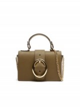 banana republic micro chain olive leather buckle bag ~ small top handle bags ~ chic handbags ~ stylish accessories ~ dark green autumn tones