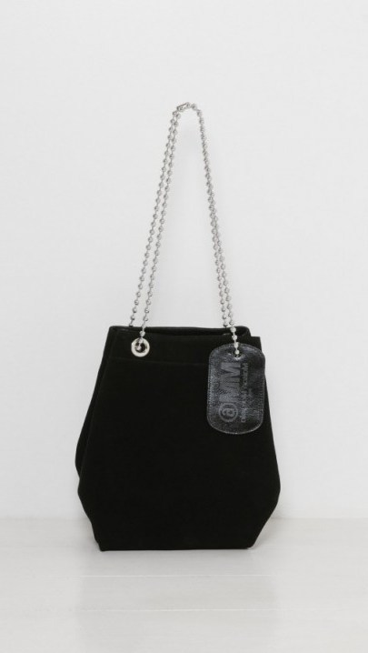 MM6 Maison Margiela Black Suede Chain Shoulder Bag – luxe designer bags – stylish handbags - flipped