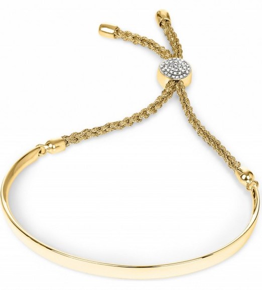 MONICA VINADER Fiji 18ct gold-plated and pavé-diamond friendship bracelet. Contemporary style bracelets | modern jewellery | diamonds | luxe accessories - flipped