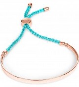 MONICA VINADER Fiji 18ct rose gold-plated friendship bracelet with turquoise cord. Luxe style bracelets | modern style jewellery