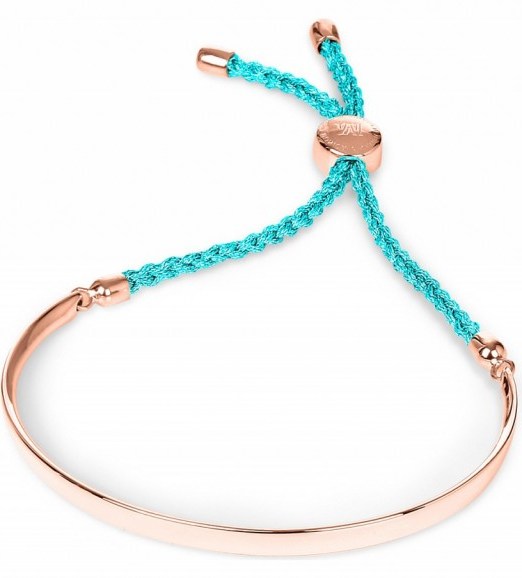 MONICA VINADER Fiji 18ct rose gold-plated friendship bracelet with turquoise cord. Luxe style bracelets | modern style jewellery - flipped