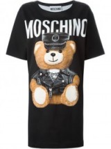 MOSCHINO black teddy bear print T-shirt dress – as worn by Ciara, out with Serena Williams in Milan for fashion week, September 2016. Celebrity fashion | star style dresses | designer clothing