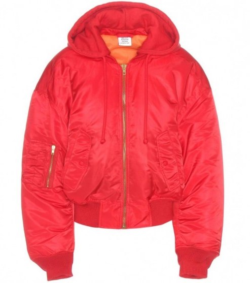 VETEMENTS Red Bomber jacket. Urban style jackets | designer streetwear | on-trend fashion | womens casual clothing - flipped