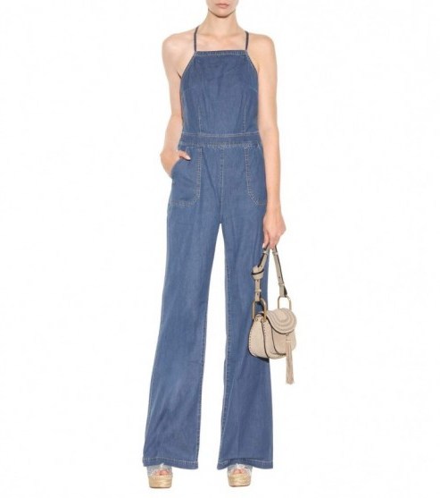PAIGE Rihannon jumpsuit – as worn by model Bella Hadid out for dinner in Paris, on Friday 9 September, 2016. Celebrity jumpsuits | what models wear | star style | blue denim - flipped
