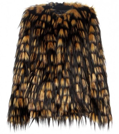 DRIES VAN NOTEN Black & Camel Short faux fur jacket. Luxe autumn/winter jackets | chic outerwear | glamorous fashion | designer clothing - flipped