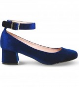 OFFICE Flashback navy velvet mary jane block heels ~ blue Mary Janes ~ mid heel shoes ~ ankle straps ~ ankle strap style ~ footwear trends for Autumn/Winter 2016-2017