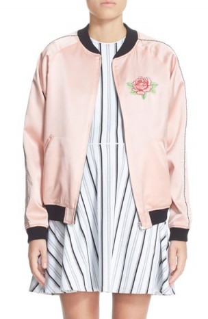 Opening Ceremony Reversible Embroidered Silk Bomber Jacket pink. Silky jackets | autumn 2016 fashion | on trend outerwear