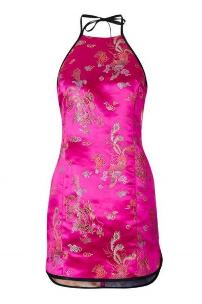 Pink Oriental Halter Neck Dress by Topshop Finds. Halterneck mini dresses | hot pink | oriental inspired prints - flipped